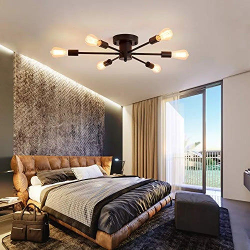 6-Light Sputnik Semi-Flush Ceiling Light