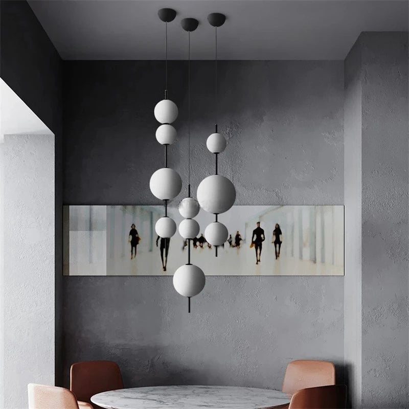 White Glass Bead Ball Chandelier
