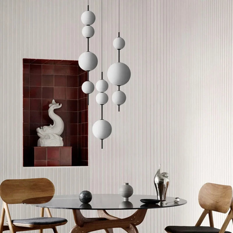 White Glass Bead Ball Chandelier
