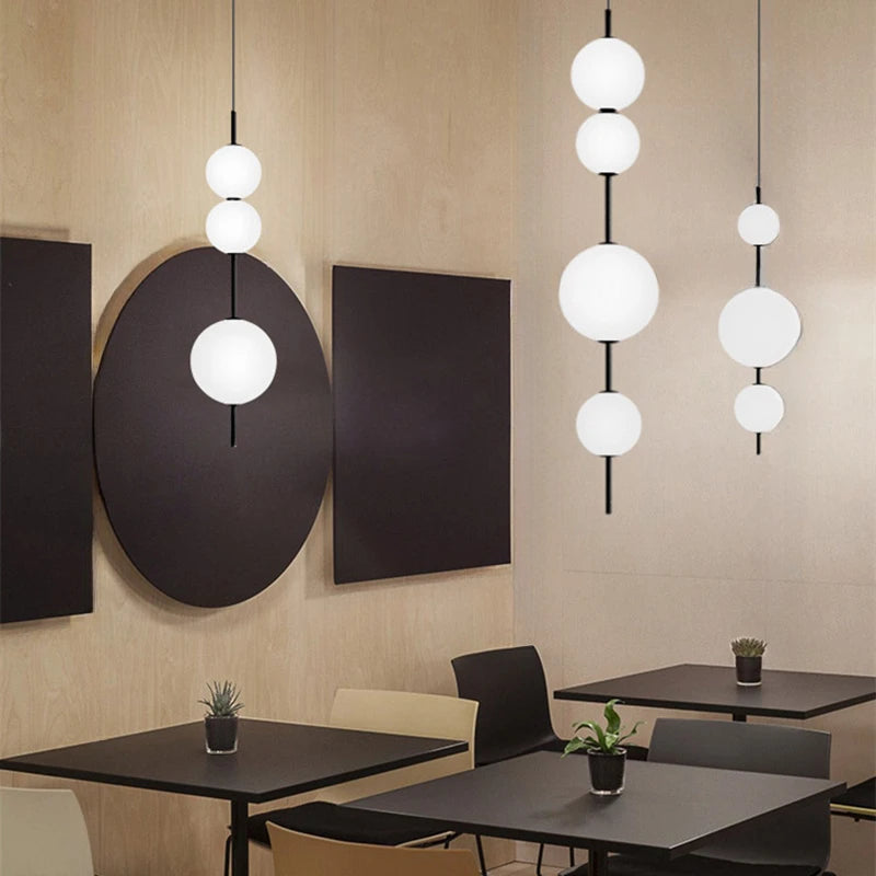White Glass Bead Ball Chandelier